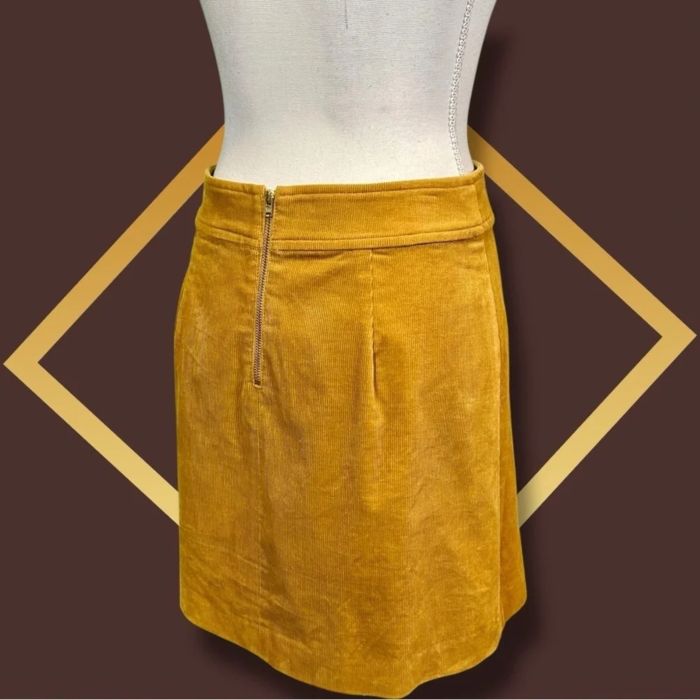J. Crew Mercantile Corduroy A-Line Mini Skirt in “Marigold Deep Yellow” Size 2 - Picture 10 of 14